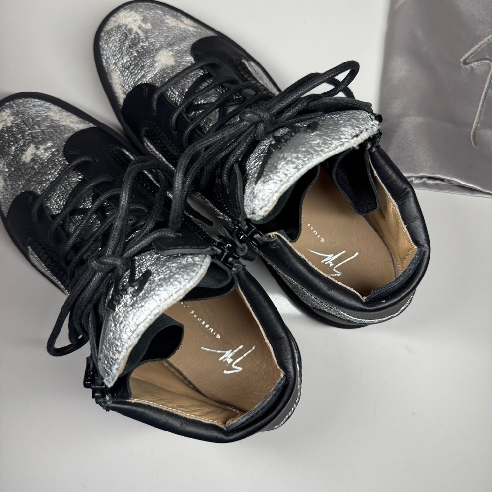 Giuseppe Zanotti Black and Silver Kriss High-Top Sneakers - Picture 9 of 10